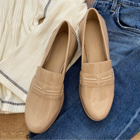 Liverpool Patent Leather Slip On Loafers in Nude - Picture 3 of 9